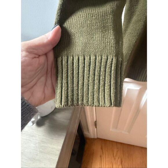 Talbots Olive Green Wide Mock Neck 3/4 Sleeve Sweater sz S - Picture 4 of 7